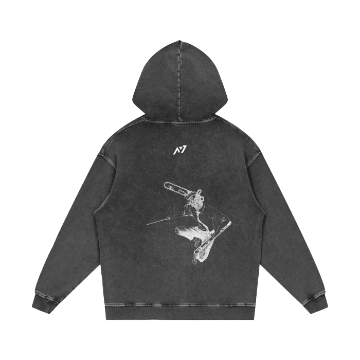 Denji Streetwear Hoodie Black Washed - AY-Line Anime