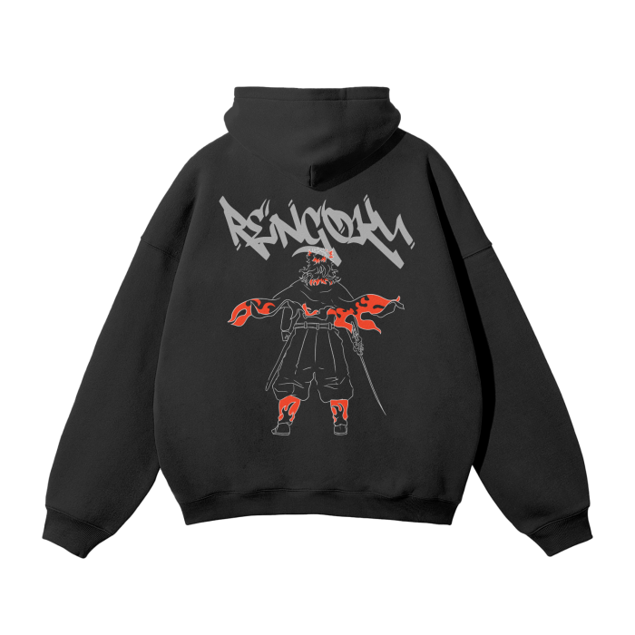 Rengoku Graffiti Streetwear Hoodie Black - AY-Line Anime