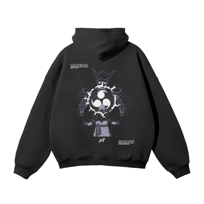 Sasuke Uchiha Streetwear Hoodie Black - AY-Line Anime