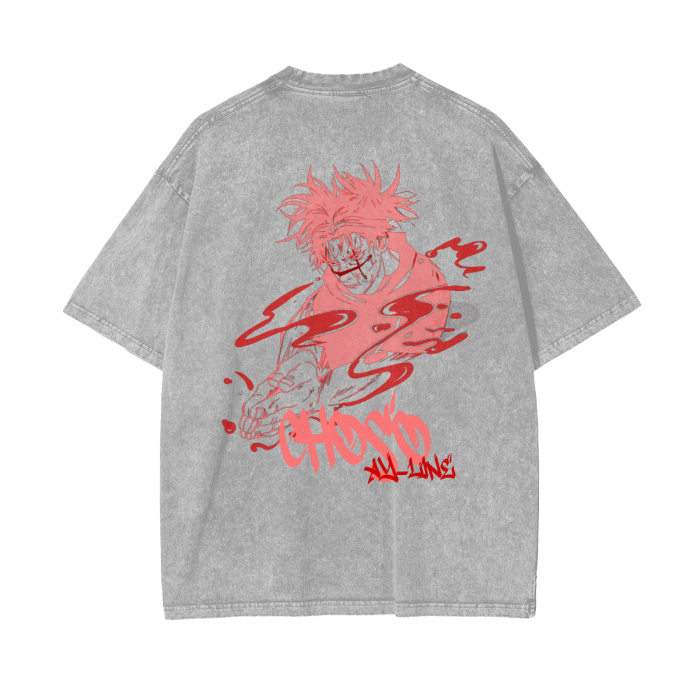 Choso Graffiti Streetwear Shirt Grey Washed - AY-Line Anime