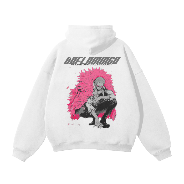 Doflamingo Y2K Streetwear Hoodie White - AY-Line Anime