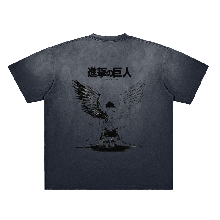 Eren Fallen Angel Streetwear Shirt Black Washed - AY-Line Anime