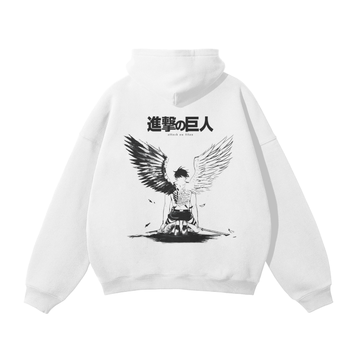 Eren Fallen Angel Streetwear Hoodie White - AY-Line Anime