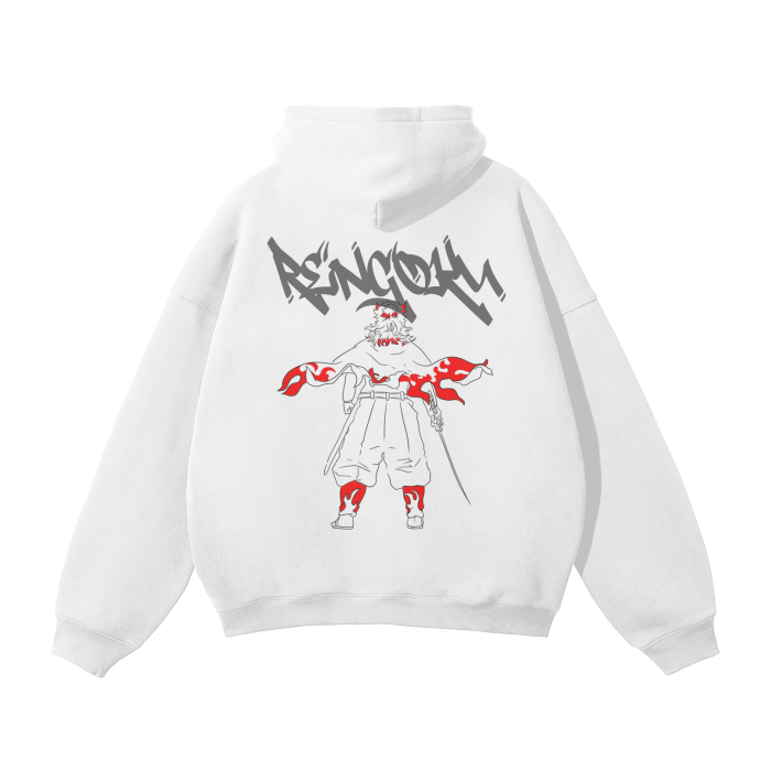 Rengoku Graffiti Streetwear Hoodie White - AY-Line Anime