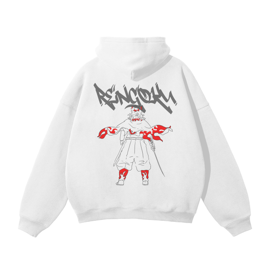 Rengoku Graffiti Streetwear Hoodie White - AY-Line Anime