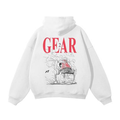 Luffy Gear 2 Streetwear Hoodie White - AY-Line Anime