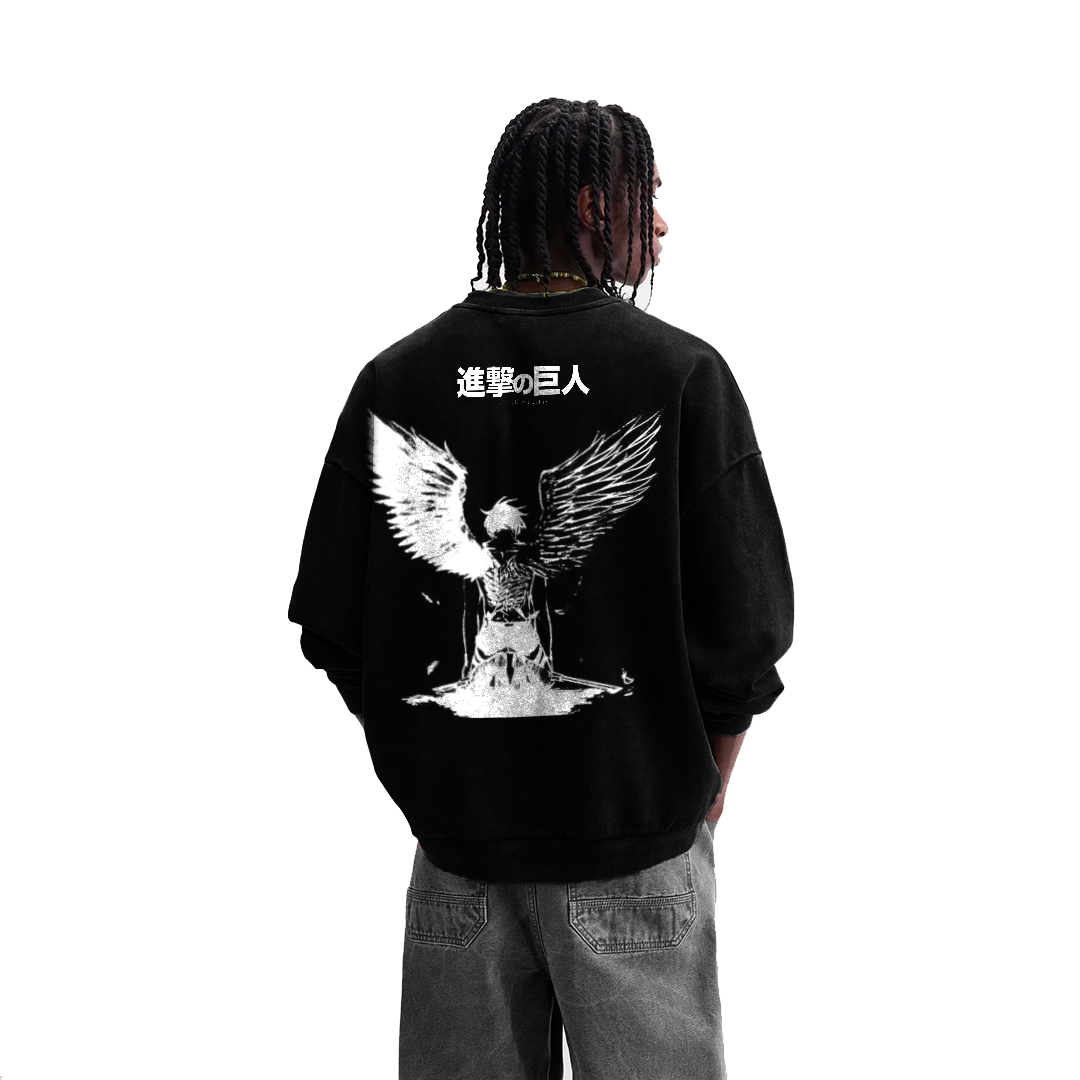 Eren Fallen Angel Streetwear Sweatshirt Grey - AY-Line Anime