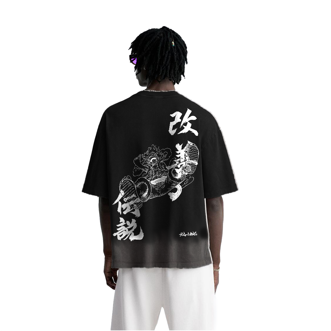 Luffy Gear 5 Streetwear Shirt Black Washed - AY-Line Anime